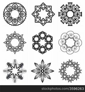 tatoo elements over white background; abstract vector art illustration