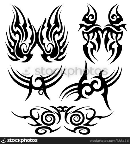 tatoo symbol set isolated on white background