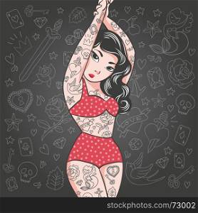 tattoo girl retro art