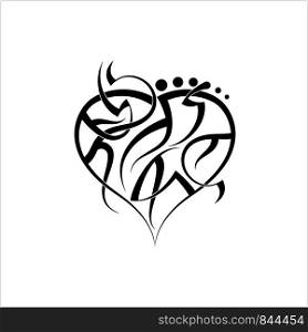 Tattoo Heart , Heart Shape Vector Art Illustration