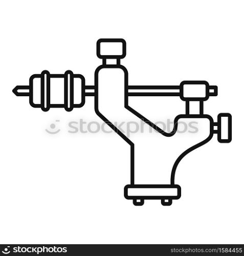 Tattoo machine icon. Outline tattoo machine vector icon for web design isolated on white background. Tattoo machine icon, outline style