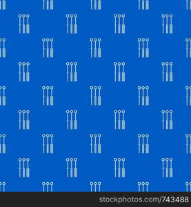 Tattoo needles pattern repeat seamless in blue color for any design. Vector geometric illustration. Tattoo needles pattern seamless blue