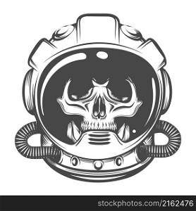 Tattoo of Skull in Astronaut Helmet isolated on white. Vector illustration.