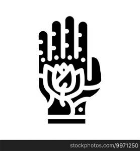 tattoo on hand glyph icon vector. tattoo on hand sign. isolated contour symbol black illustration. tattoo on hand glyph icon vector illustration