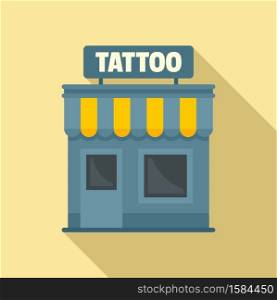 Tattoo studio building icon. Flat illustration of tattoo studio building vector icon for web design. Tattoo studio building icon, flat style