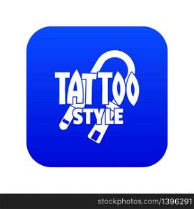 Tattoo style icon blue vector isolated on white background. Tattoo style icon blue vector
