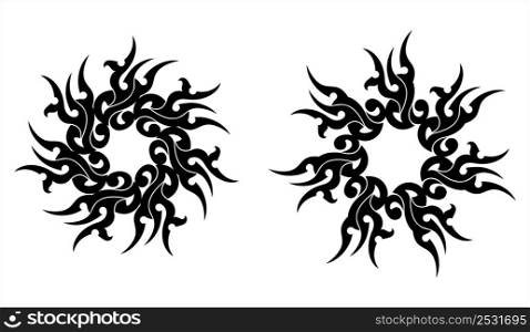Tattoo Sun, Flame Tribal Vector Art Illustration