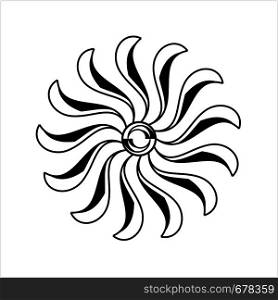 Tattoo Sun, Flame Tribal Vector Art Illustration