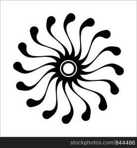 Tattoo Sun, Flame Tribal Vector Art Illustration