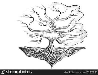 tattoo tree isolated on a white background