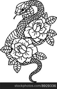 Tattoo with rose and snake with sacred geometry vector image