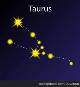 Taurus constellation. Night star sky. Abstract art. Horoscope symbol. Blue background. Vector illustration. Stock image. EPS 10.. Taurus constellation. Night star sky. Abstract art. Horoscope symbol. Blue background. Vector illustration. Stock image.