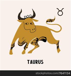 Taurus is a sign of the zodiac. The Golden bull. Horoscope and astrology. Vector illustration in a flat style.. Taurus is a sign of the zodiac. Horoscope and astrology. Vector illustration in a flat style.
