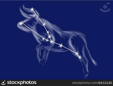taurus sign. abstract zodiac sign on blue background