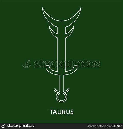 Taurus zodiac sign. Line style icon of zodiacal weapon sword. One of 12 zodiac weapons. Astrological, horoscope sign. Clean and modern vector illustration for design, web.
