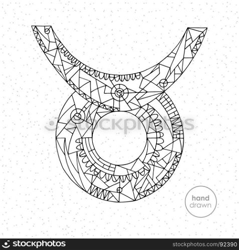 Taurus zodiac sign. Vector hand drawn horoscope illustration. Astrological coloring page.. Taurus zodiac sign. Vector hand drawn horoscope illustrations collection. Astrological coloring page.