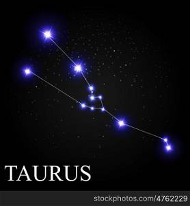 Taurus Zodiac Sign with Beautiful Bright Stars on the Background of Cosmic Sky Vector Illustration EPS10. Taurus Zodiac Sign with Beautiful Bright Stars on the Background