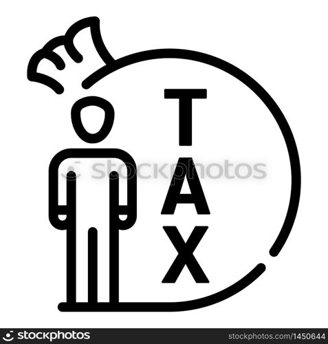 Tax bag icon. Outline tax bag vector icon for web design isolated on white background. Tax bag icon, outline style