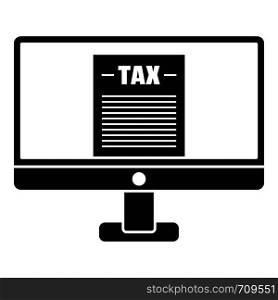 Tax by computer icon. Simple illustration of tax by computer vector icon for web. Tax by computer icon, simple style