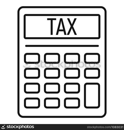 Tax calculator icon. Outline tax calculator vector icon for web design isolated on white background. Tax calculator icon, outline style