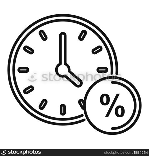 Tax clock icon. Outline tax clock vector icon for web design isolated on white background. Tax clock icon, outline style