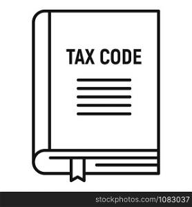 Tax code book icon. Outline tax code book vector icon for web design isolated on white background. Tax code book icon, outline style