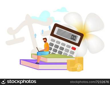Tax consultant flat vector illustration. Business management, strategy analysis. Financial audit. Accounting. Calculating revenue. Economy growth. Isolated cartoon concept on white background. Tax consultant flat vector illustration