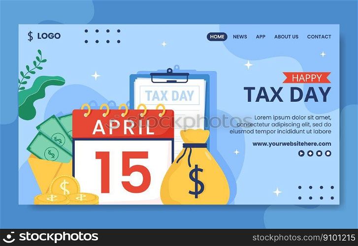 Tax Day Social Media Landing Page Hand Drawn Template Background Illustration