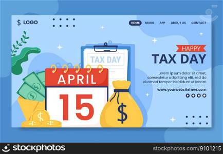 Tax Day Social Media Landing Page Hand Drawn Template Background Illustration
