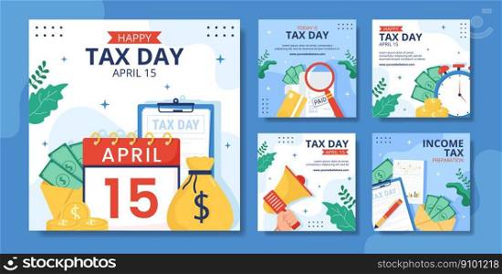 Tax Day Social Media Post Flat Cartoon Hand Drawn Templates Background Illustration