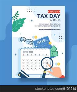 Tax Day Vertical Poster Cartoon Hand Drawn Templates Background Illustration