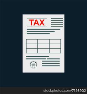 Tax document icon on blue back. Vector. Tax document icon