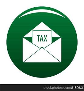 Tax email icon. Simple illustration of tax email vector icon for any design green. Tax email icon vector green