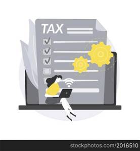 Tax filing online service abstract concept vector illustration. Tax software program, e-file your documents, IRS form, personal income, gather paperwork, get advice online abstract metaphor.. Tax filing online service abstract concept vector illustration.