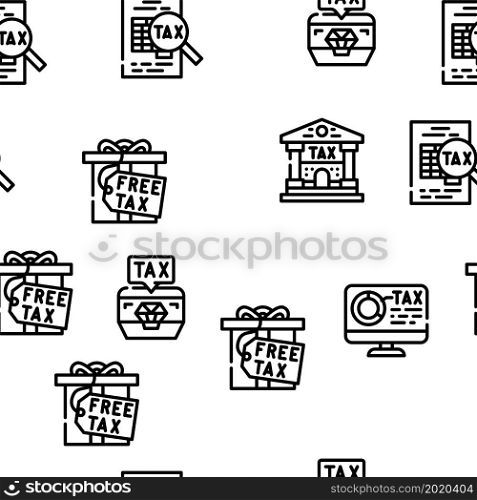 Tax Financial Payment For Income Vector Seamless Pattern Thin Line Illustration. Tax Financial Payment For Income Vector Seamless Pattern