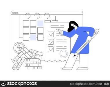 Tax form abstract concept vector illustration. Tax form number, online application, return, company payment, income deduction, corporate accounting service, help filling abstract metaphor.. Tax form abstract concept vector illustration.