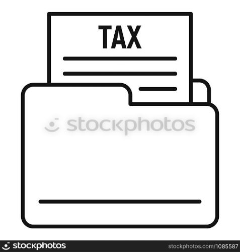 Tax form folder icon. Outline tax form folder vector icon for web design isolated on white background. Tax form folder icon, outline style