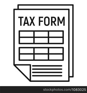Tax form icon. Outline tax form vector icon for web design isolated on white background. Tax form icon, outline style
