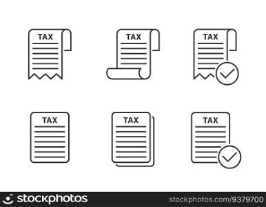 Tax form icon set. Income, credit sign. Flat vector illustration.