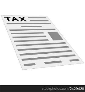tax form the payment icon, concept, layout, template, first page of tax return, isometric perspective, flat style clipart