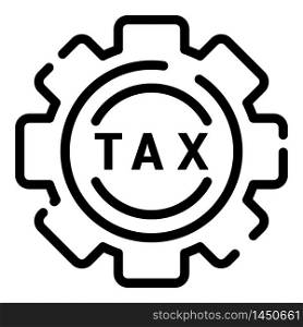 Tax gear icon. Outline tax gear vector icon for web design isolated on white background. Tax gear icon, outline style