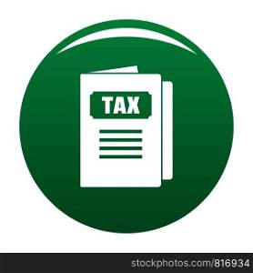 Tax icon. Simple illustration of tax vector icon for any design green. Tax icon vector green