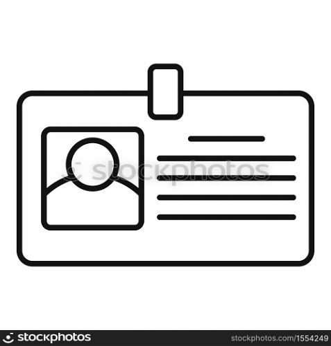 Tax inspector id card icon. Outline tax inspector id card vector icon for web design isolated on white background. Tax inspector id card icon, outline style