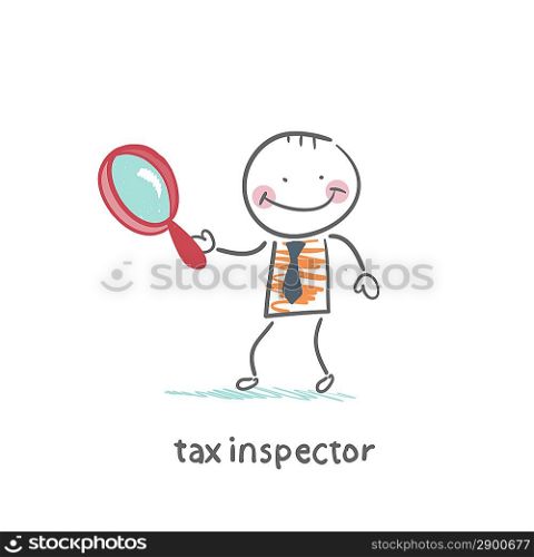 tax inspector with magnifying glass