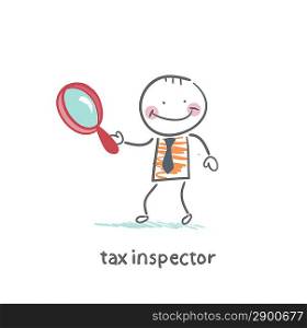 tax inspector with magnifying glass