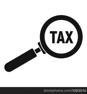 Tax magnify glass icon. Simple illustration of tax magnify glass vector icon for web design isolated on white background. Tax magnify glass icon, simple style