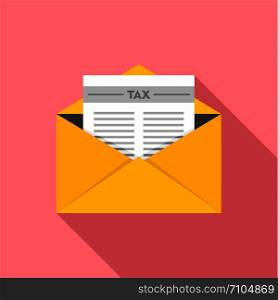 Tax mail icon. Flat illustration of tax mail vector icon for web design. Tax mail icon, flat style