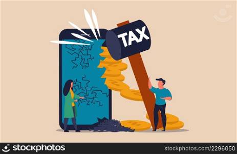 Tax mistake and danger crash finance economic. Employee loan and taxation stress bankruptcy vector illustration concept. Money fund problem investment and savings wealth. Business budget crisis
