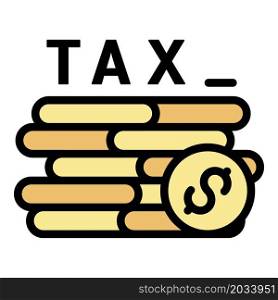 Tax money coins icon. Outline tax money coins vector icon color flat isolated. Tax money coins icon color outline vector