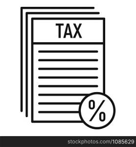 Tax office papers icon. Outline tax office papers vector icon for web design isolated on white background. Tax office papers icon, outline style